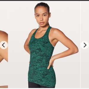 Lululemon Cool Racerback II tank Kitakami Viridian Green Black Sz 10